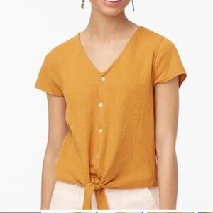 J. Crew Textured tie-front top XS